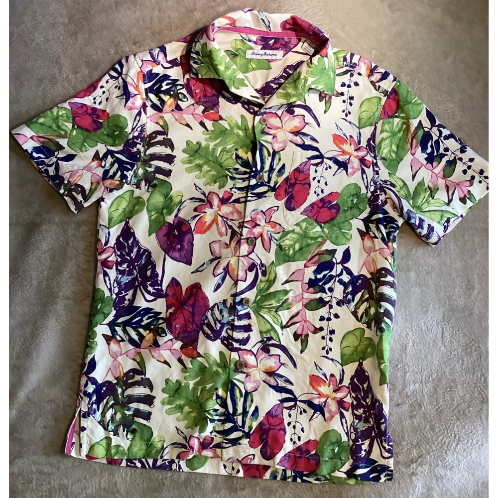 Tommy Bahama Floral Shirt Mens Small Short Sleeve Button Up Camp